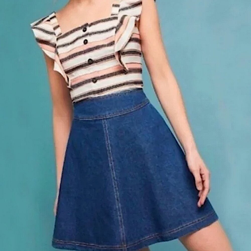 Pilcro and the Letterpress Denim Circle Skirt – Size 6 – NWT